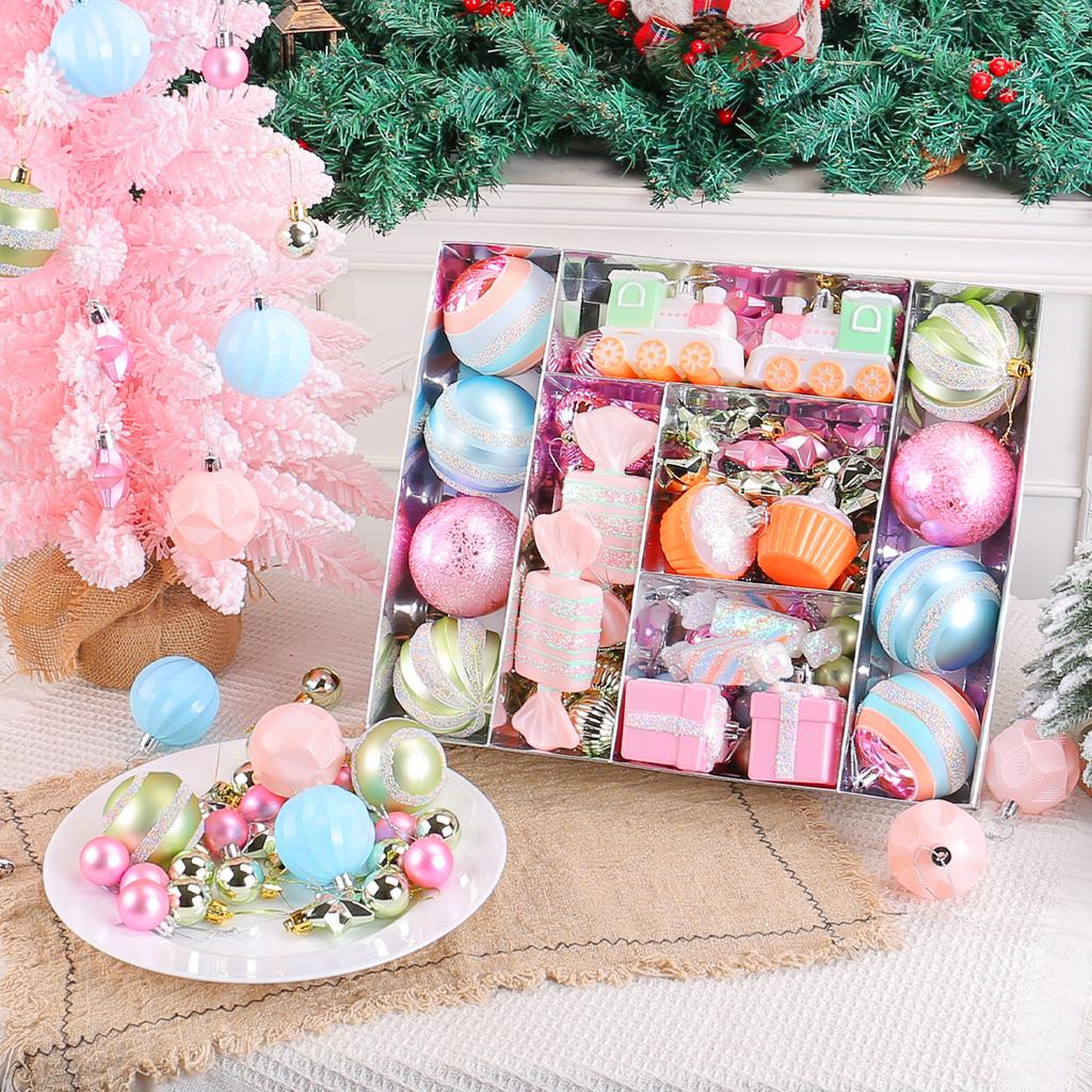 Christmas Macaron Christmas Ball Set Opposite Sex Candy Series Painted Plastic Ball Christmas Tree Ornament