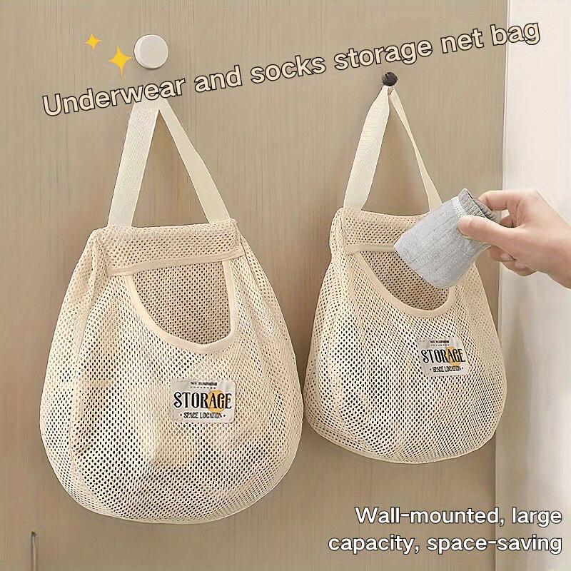 2pcs Canvas Hanging Storage Bags - Wall Mounted, Multifunctional Space Saving Solution ,Wall Mounted Bags |Clothing Storage Bags