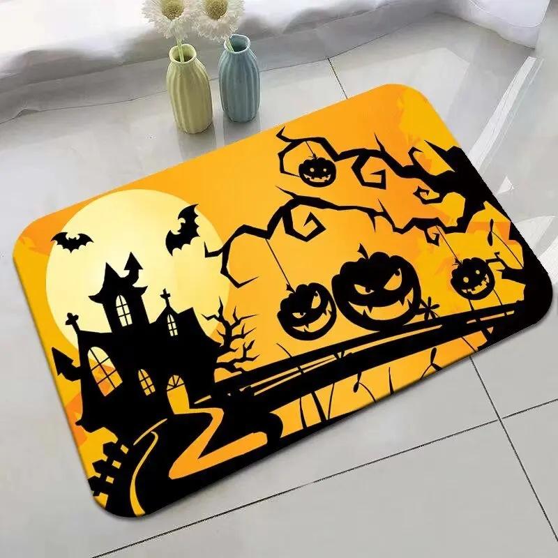 Halloween Decoration Soft Flannel Anti-slip Entrance Door Mat Bathroom Mat Corridor Kitchen Protection Stain Resistant Carpet