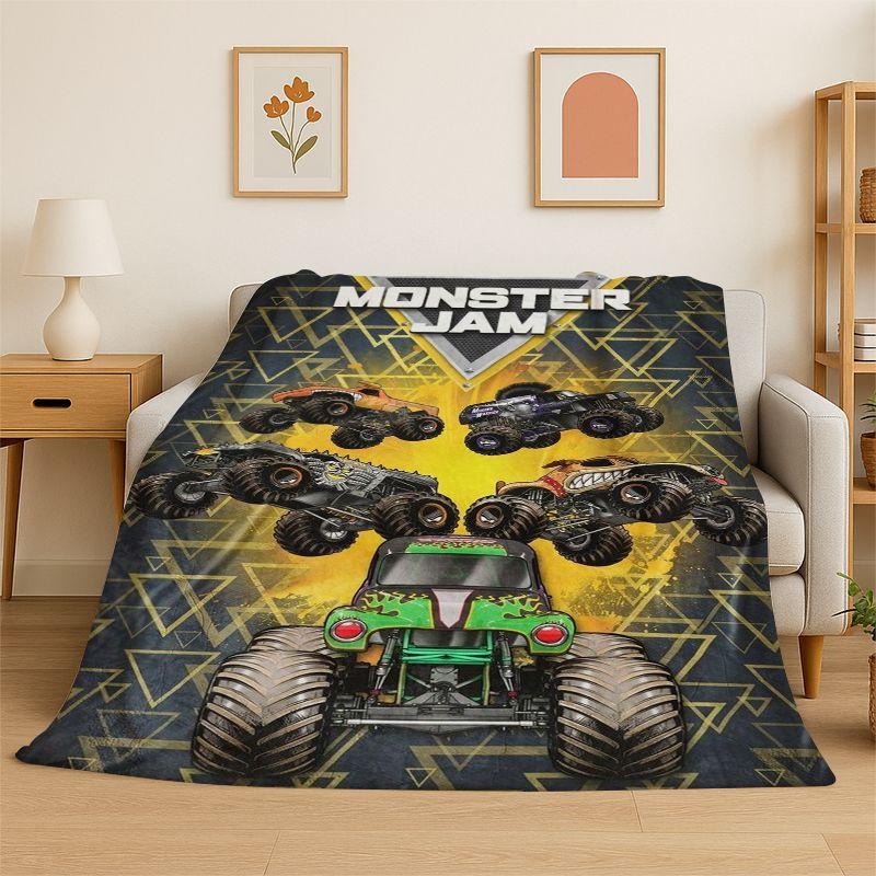 Cartoon Monster Truck Monster Jam Soft Flannel Throw Blanket,Warm Cozy Blanket for Bed,Couch,Sofa,Bedroom,Living Room,Travel