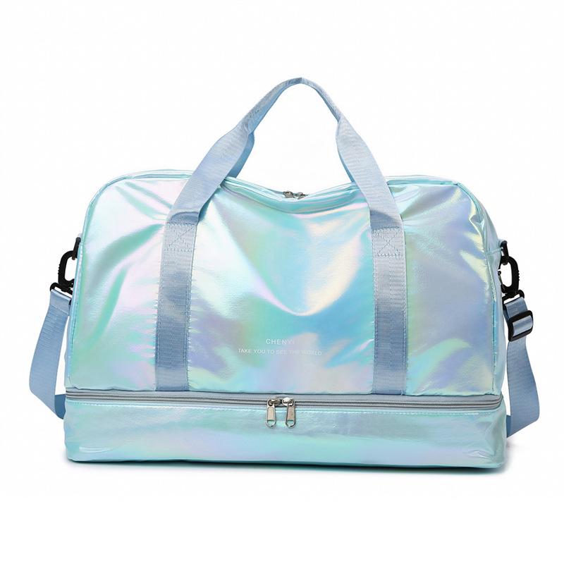 Large Capacity Colorful Shiny Fitness Travel Bag with Wet/Dry Separation - Versatile Crossbody Shoulder Bag