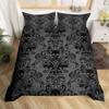 Black Flower Skull Quilt Set Three-Piece High Definition Digital Printing Duvet Set