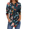 Women's Loose Button Collar Vintage Floral Print Three-quarter Sleeve T-Shirt Shirt
