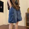 Herren Sommer Trendige Amerikanische Jeansshorts mit Großen Taschen - Hong Kong Stil, Lockerer Schnitt, Gewaschene Fünf-Punkt Freizeithose