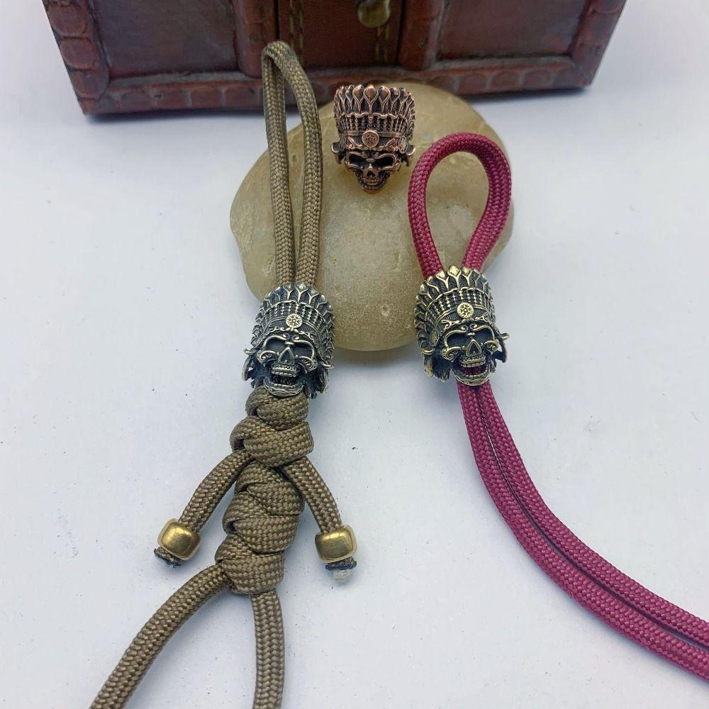 African Tribal Chieftain Brass EDC Skeleton Pendant Crown Outdoor Tools  EDC Outdoor Tools