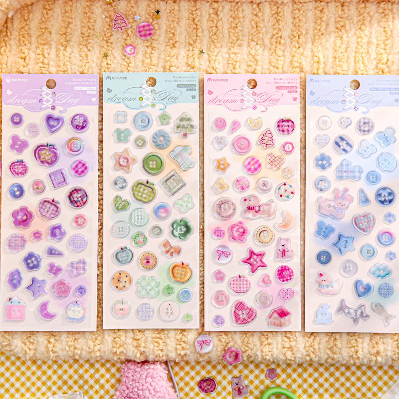 

4styles Cartoon Minimalist Style Epoxy Resin Casting Stickers For DIY Scrapbooking Journal Planner Phone Case Laptop Decoration