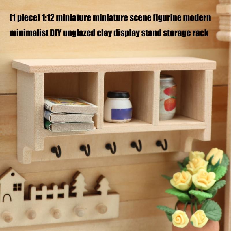 Hanger Wooden Miniature Accessories Wall Mounted Shelf Storage Solution For 1/12 Scale Tiny Rooms