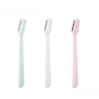 Three-Color Ladies' Eyebrow Shaping Razor with Stainless Steel Blade and Protective Cover