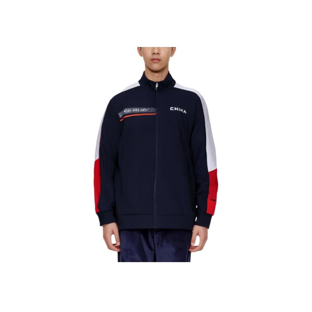 Anta Training Series Letter Stand Collar Zipper Long Sleeve Jacket Men Jackets Midnight-Blue 152437702-3