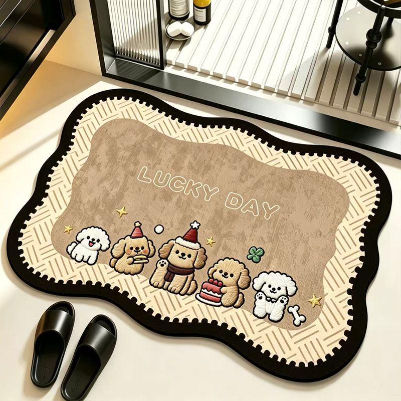 Cartoon Bathroom Mat: Non-Slip, Water-Absorbing Diatom Mud Mat for Toilet and Washbasin.