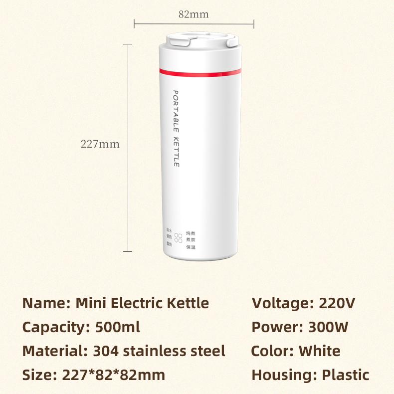 Mini rychlovarná konvice na 220 V 450 ml multifunkční nahřívací šálek šálek na dušení Hrnec na konzervování zdraví Termo konvice Přenosná cestovní konvice