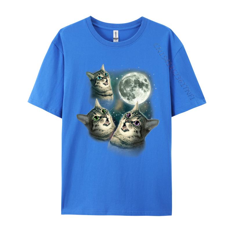 Funny Cat Three Cat Moon 3 Wolfs New Coming Man Tshirts Casual Tops Tees Cotton Fabric Birthday Luxury Designer T-Shirts