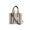 Chloe Shiny calfskin Woody Handbag linen beige Women Used