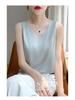 Versatile Women's Satin Camisole: Front V, Round Back, Sleeveless, Wide Straps—perfect Under a Suit, Silky Finish with an Elegant Back.
