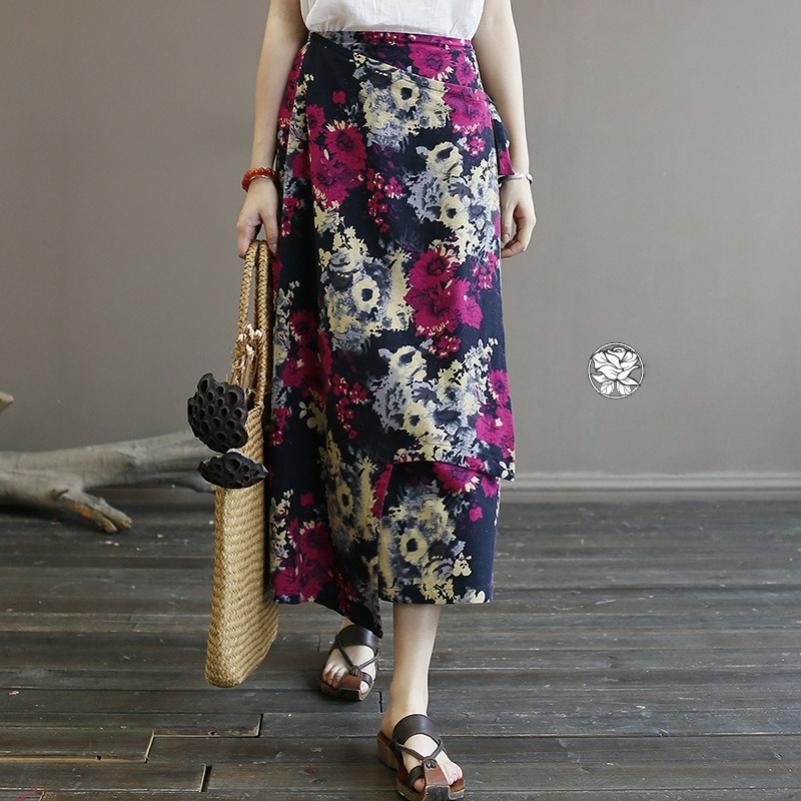 

Women s Retro Literary and Artistic Old Washed Loose Summer Skirt One-piece Women s Skirt onesize