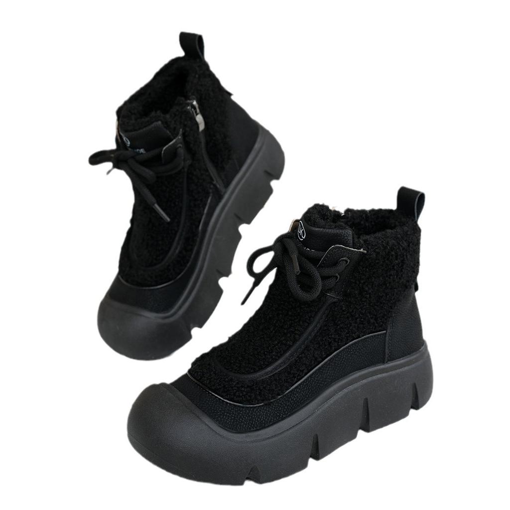Fleece Thickened Snow Boots Retro Winter New Thick-soled Warm Side Zipper Cotton Shoes