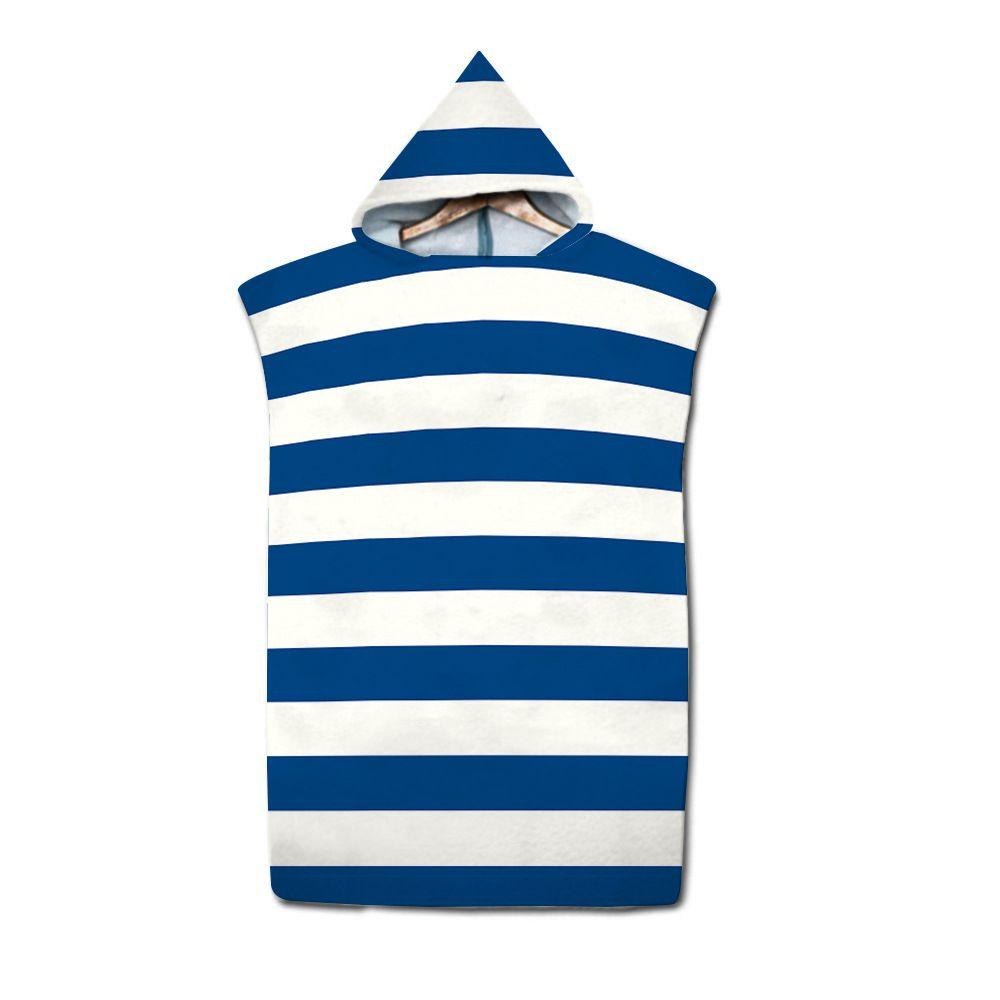 Striped Quick Drying Hooded Bathrobe For Swimming And Beach Vacation
