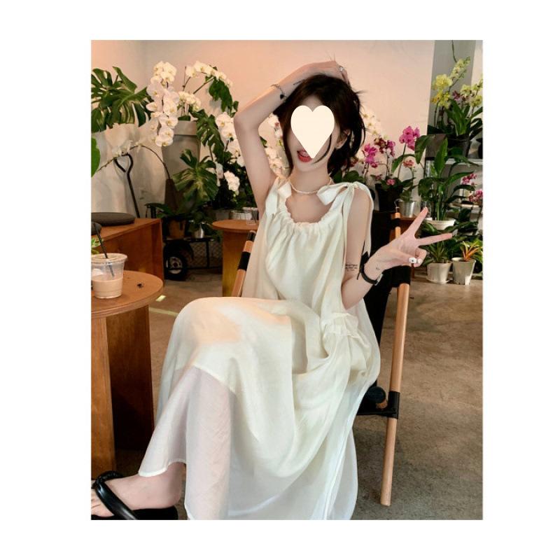 Summer beauty seaside vacation suspender dress women s new sleeveless beach dress summer skirt S