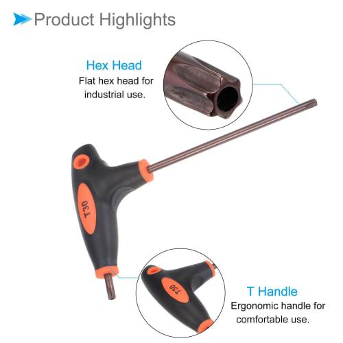 CoCud Tamper-Proof Torx Key, T30 Torx, S2 Steel, T-Handle Star Wrench, Black, for Basic Home Repairs and Mechanical Maintenance, 1 Piece