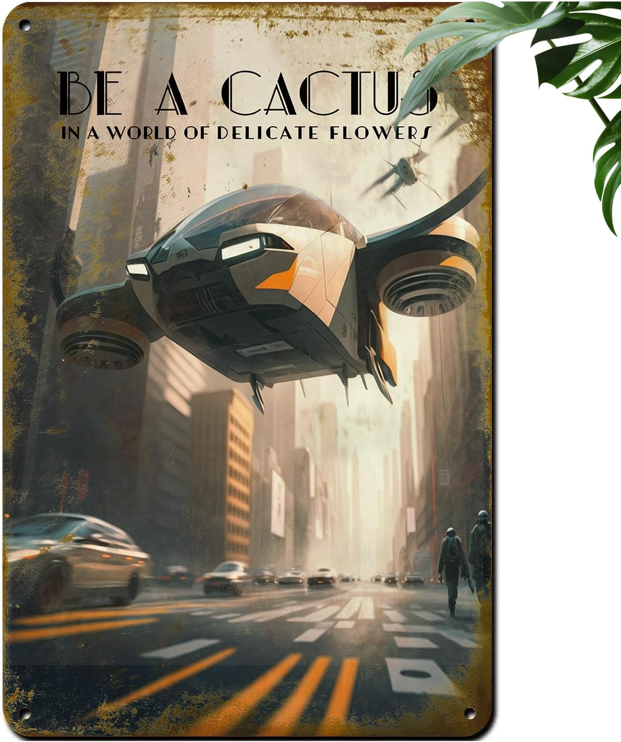 

CEQOLI Futuristic Flying Car Vintage Tin Sign Wall Decor for Home Cafes Office Store Pubs Club Sign Gift Plaque Tin SignsAlum 20x30cm（7.8x11.8inch）