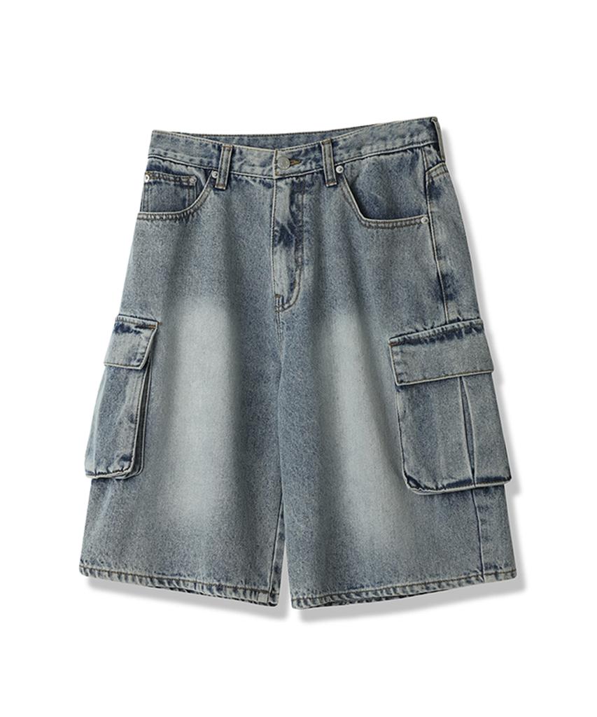 AVANDRESS Wide Cargo Half Denim Pants - 3Col