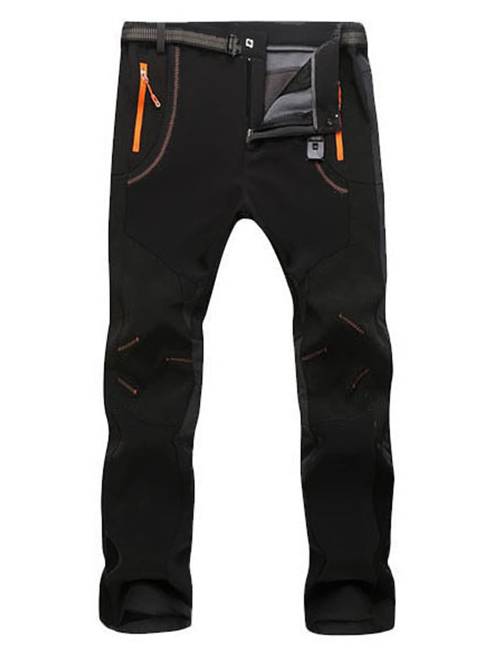 

Butrends Men s Thick Fleece-Lined Winter Pants, Softshell Trekking Pants, Waterproof and Warm for Fall and Winter, Black Orange, XL