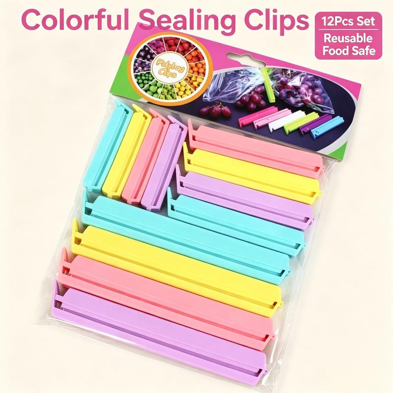 12Pcs Portable Kitchen Storage Food Saver Clip Sealing Bag Clip Sealer Clamp Plastic Tool Kitchen Accessory