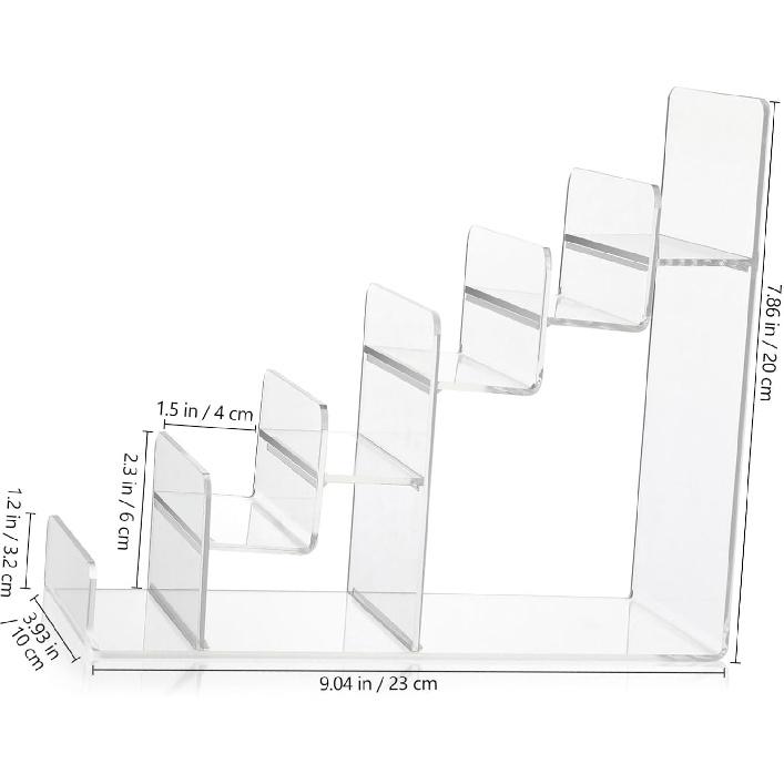 Cabilock Purse Stands for Display, 6-Tier Acrylic Clear Display Risers 7.8" Purse Perfume Organizer Stand Holder, Clear Tiered Multi Slot Vendor