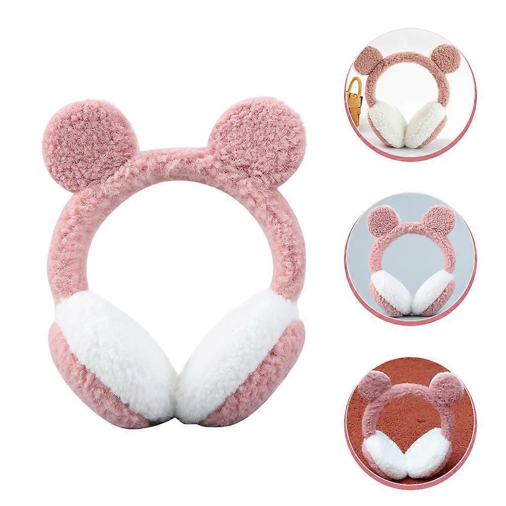 Girls Earmuff Plush Headband for Winter Comfort Pink
