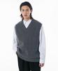 Lambswool V-Neck Knit Vest [Medium Gray]