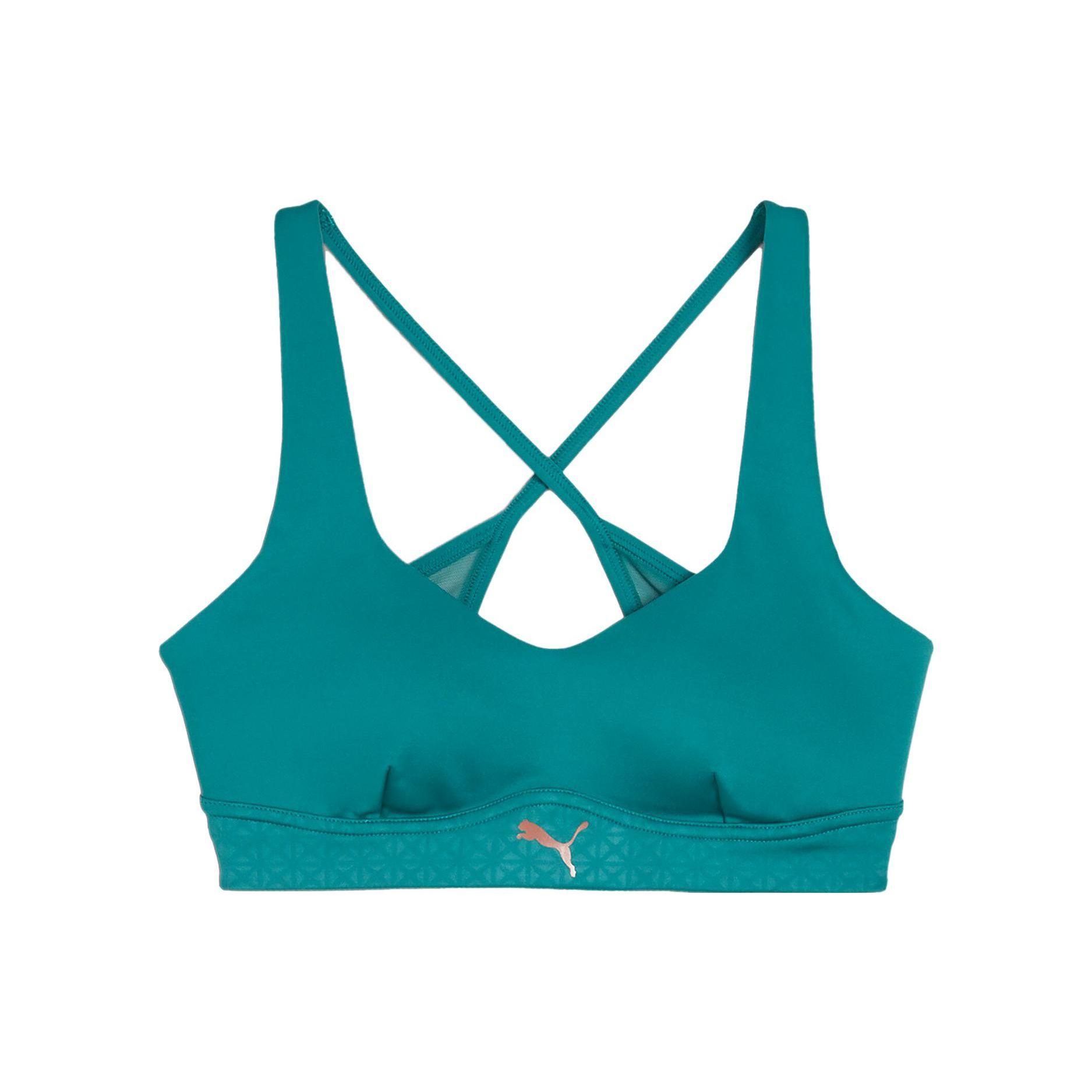 PUMA AOP BRA Solid Casual Cross-Back Sports Bra Women s Green XXS
