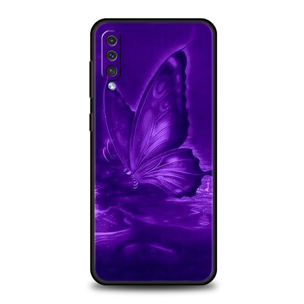 Art Purple Butterfly Phone Case for Samsung Galaxy A56 A36 A26 A16 A34 A24 A42 A22 A20 A12 A40 A30 A10 5G Soft TPU Cover Shell