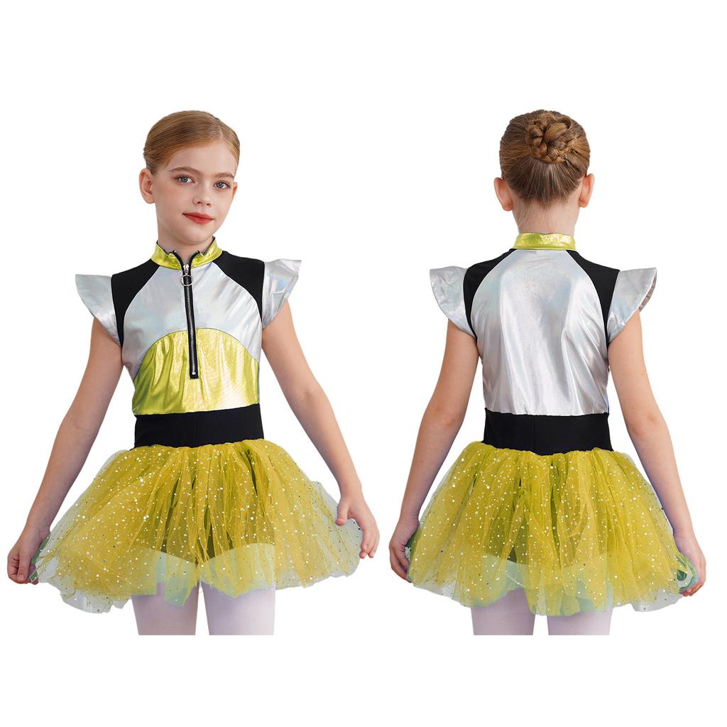 Dětské Dívky Kostým Cosplay mimozemšťana Šaty roztleskávačky Lesklé třpytky Tutu šaty Kostým halloweenského kostýmu
