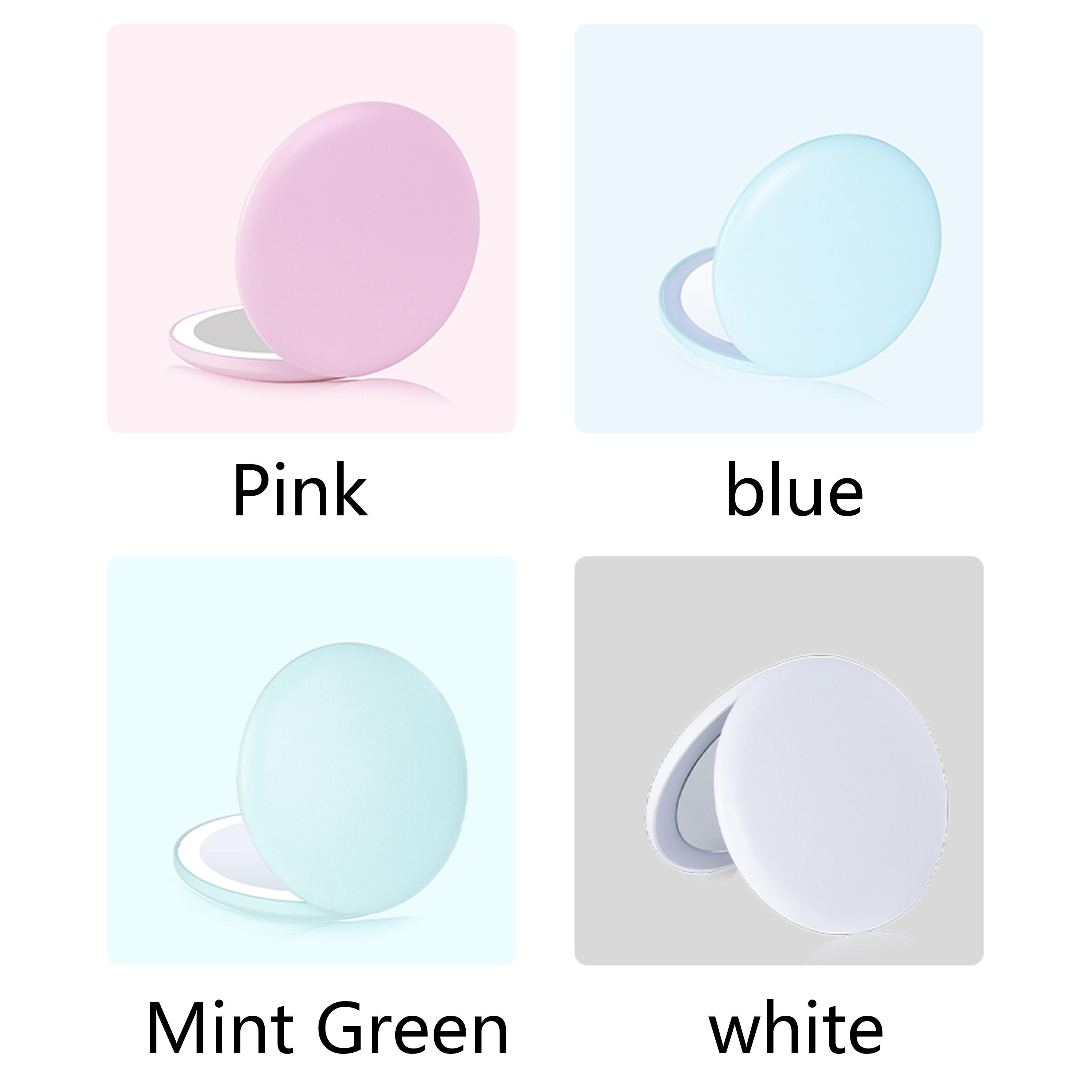 Custom Logo Handheld Mirror Private Label Compact LED Pocket Mirror LED Lights Travel Small Portable Makeup Mirror