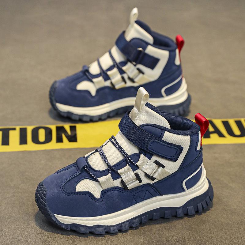 Children's high-top cotton shoes 2025 winter new soft-soled non-slip student sports shoes boys and girls fleece thickened warm