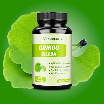 Ginkgo Biloba, Improve Brain Function and Memory, Concentrate, Promote Blood Circulation, Ginkgo Biloba Vitamin Capsules