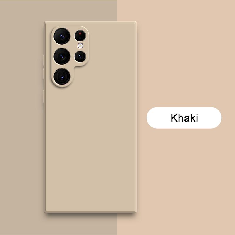 Quadratische Flüssigsilikonhülle für Samsung Galaxy S23 Ultra S22 Plus S21 FE S20 Note 20 10 Schutzhülle aus weichem Stoff für die Telefonrückseite