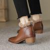 Women's Genuine Leather Fleece-Lined Snow Boots - Ankle-Length, Versatile, Mid-Heel Winter Boots