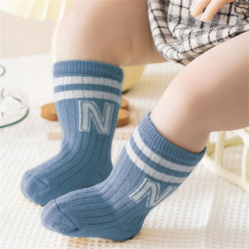 0-5 Yrs Kids Toddler Ankle Socks Soft Cotton Breathable Letter Print Crew Socks Elastic Sports Socks for Baby Clothing Accessory