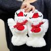 Women's Cute Snowman Plush Mittens - Warm, Fluffy, Windproof for Autumn/Winter
