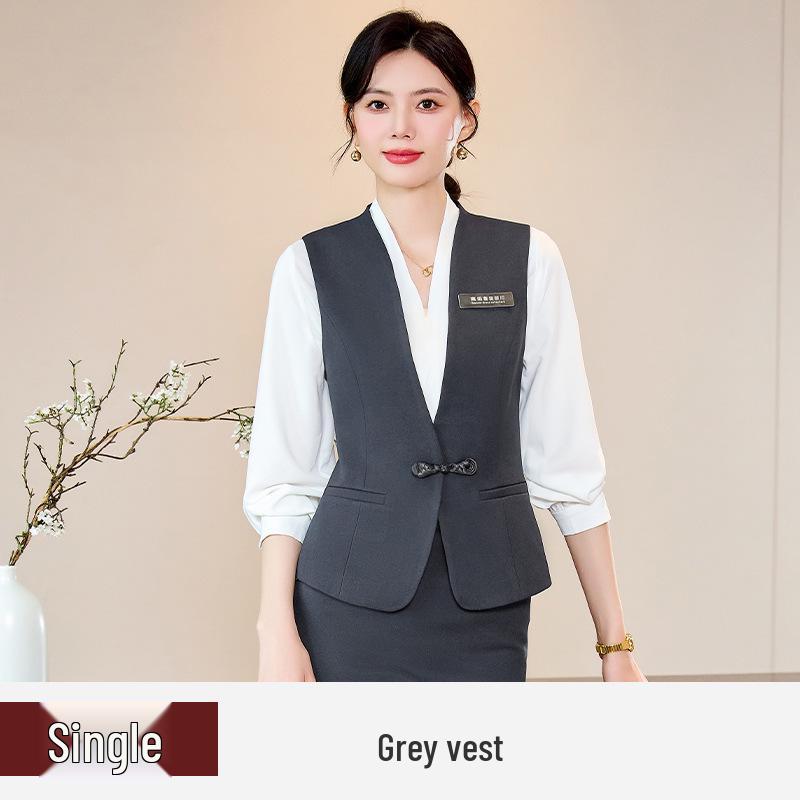 Women's Professional Waitress Vest Set - Hotel & Dental Reception Uniform