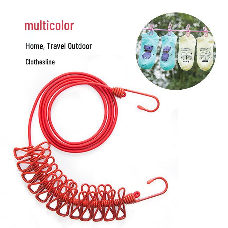 Colorful Portable Clothesline with Pegs for Quilts, Balcony Use, and Underwear Drying