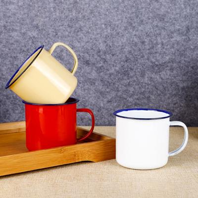 Retro Style Multi-use Water Mug Enamel Practical Non-sliding Base Drink Mug for Home