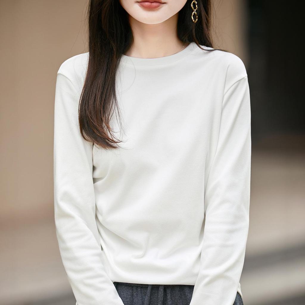 2025 Fall/Winter Women's Round Neck Pleated Double-Sided Fleece Long-Sleeve Knit Top