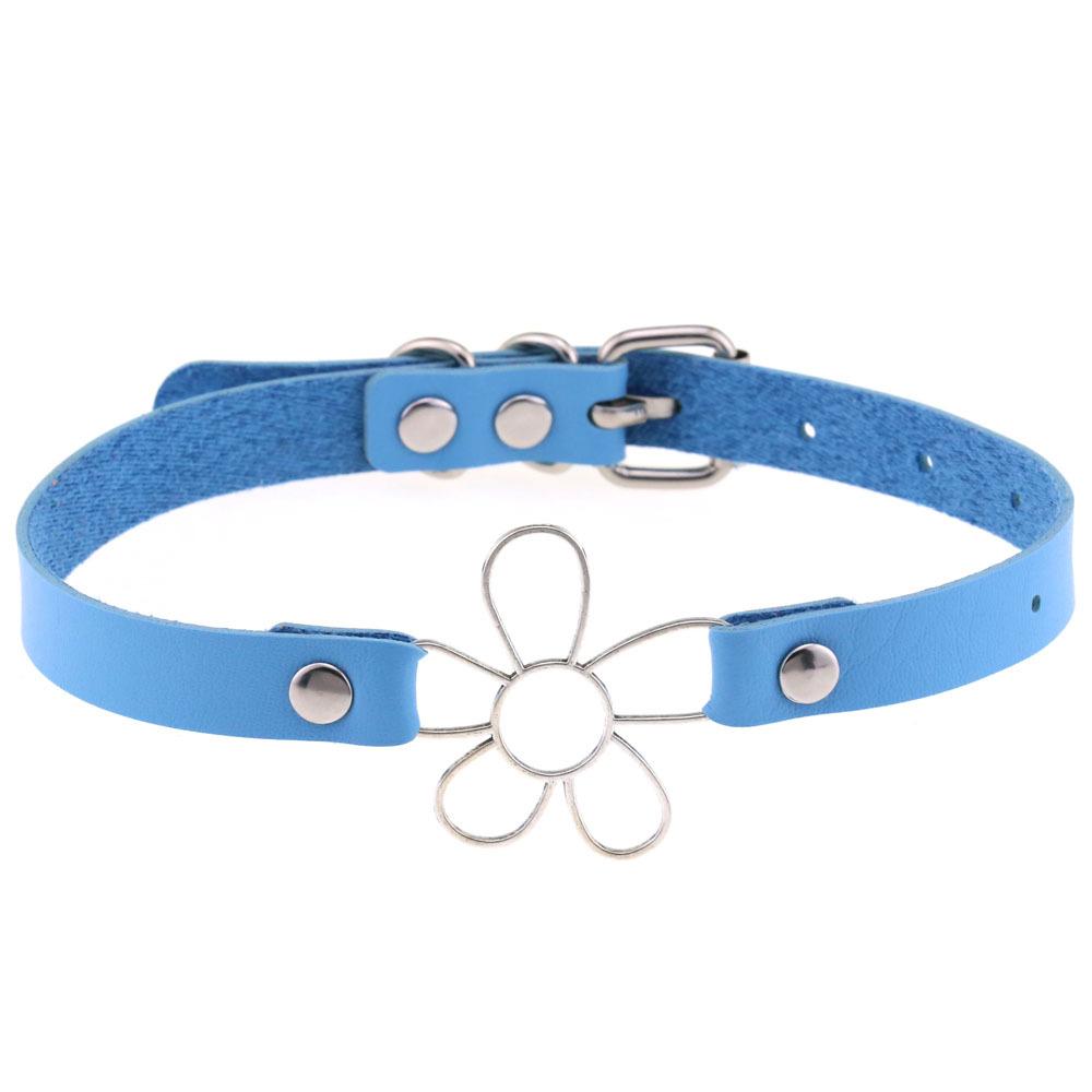 Simple Floral Choker, Fresh Flower Faux Leather Neck Collar Clavicle Necklace