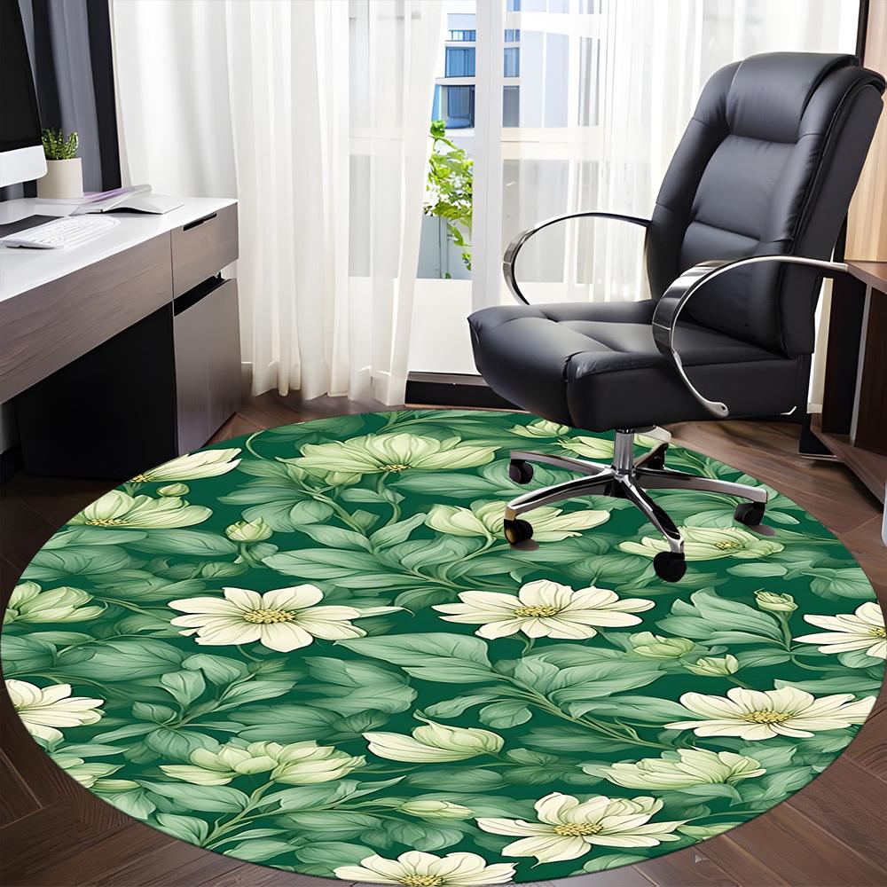 1pc Floral Pattern Office Round Area Rug, Indoor Mat Suitable ForOffice, Under Office Chairs Bedroom Living Room Home Decor, Room Deco  D045