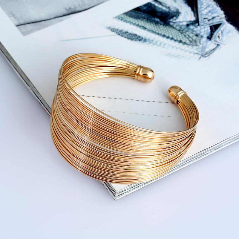 European and American new cross-border gold bracelet with multi-layer decoration and wide opening bracelet accessories