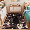 Black Cat Under Moonlit Floral Sky Patterned carpet, suitable as a non slip play mat for the living room and bedroom sofa
