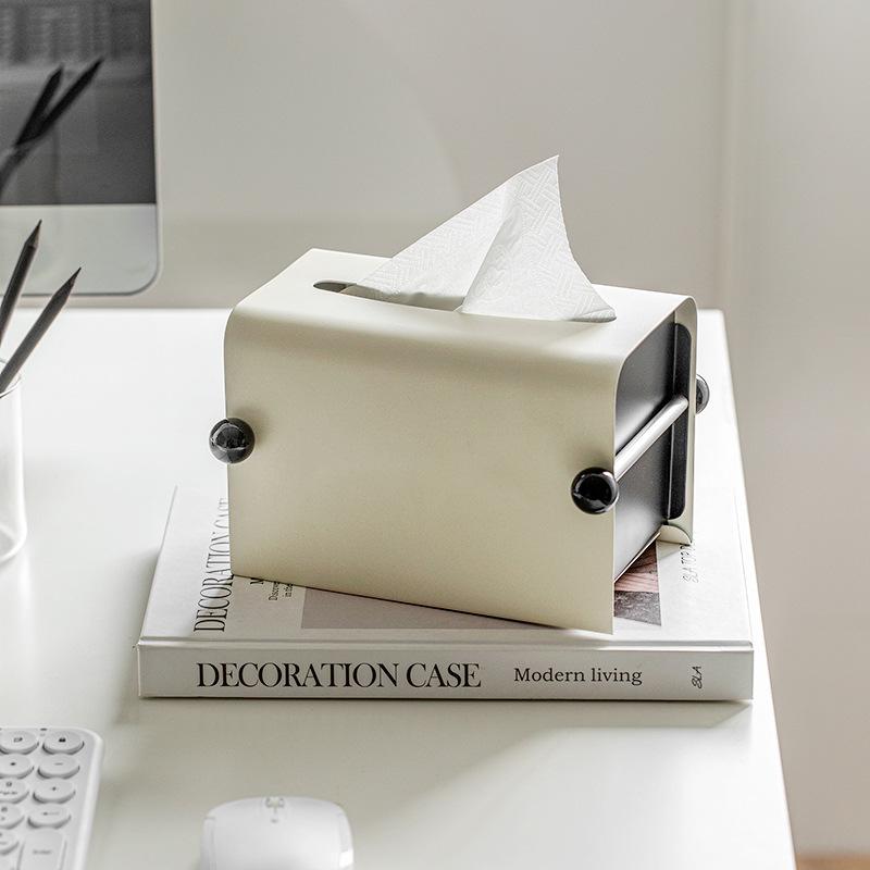 Iron Removable Tissue Box Office Crafts Seat Type Toilet Paper Dispenser Multifunctional Home Bedroom Tissue Storage Case