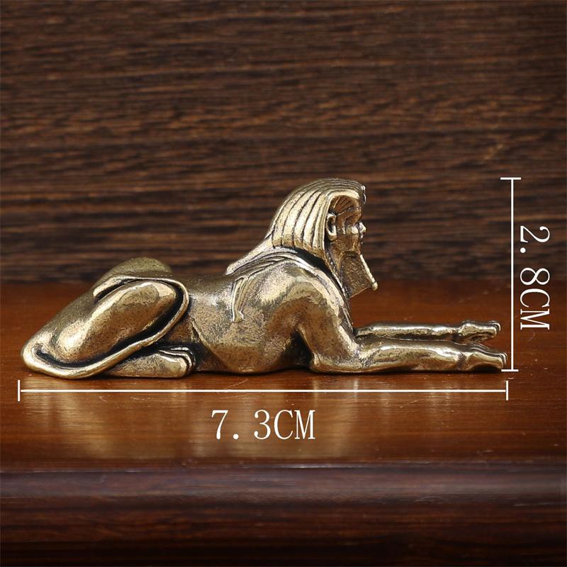 Retro Copper Egypt Sphinx Statue Small Ornaments Brass Guardian Statue Figurines Desktop Decorations Home Decor Accessories